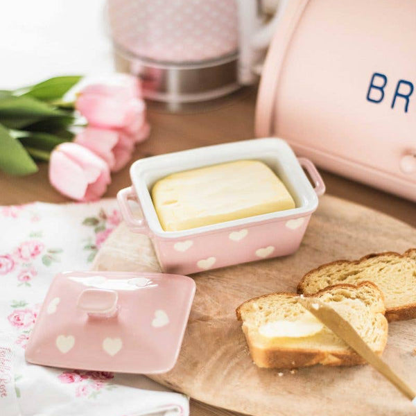 Pink butter dish with dots Isabelle Rose