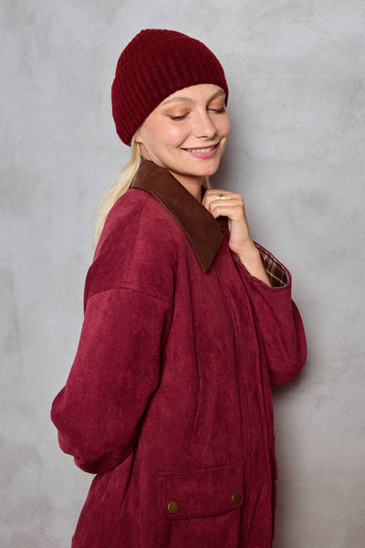 Solid Wool Beanie in Deep Red,  black or Winter White