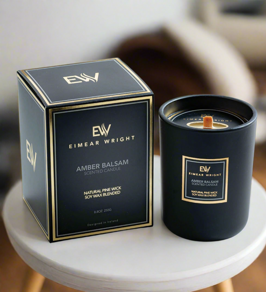 AMBER BALSAM SCENTED CANDLE 8.8oz 250g by Eimear Wright Candles