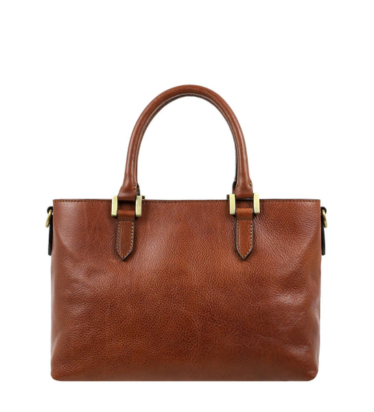Womens Leather Handbag Shoulder Bag in Cognac - Camilla by Time Resistance