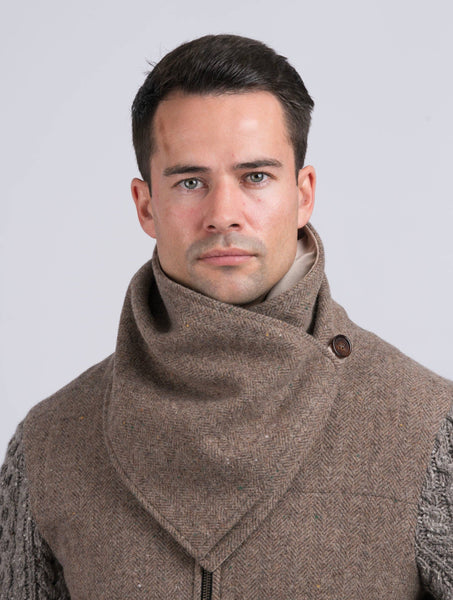 Fawn Tweed Snood with Reversible Beige Velvet Snood by Celtic Tweed