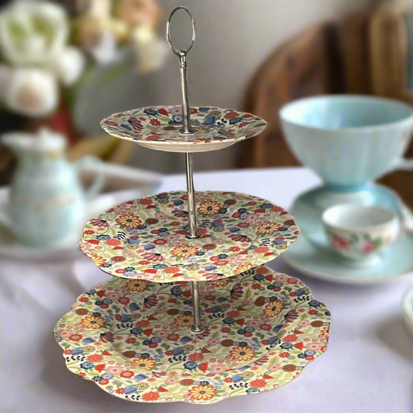 Ditsy Flower 3 Tier Cake Stand by Shannonbridge Pottery