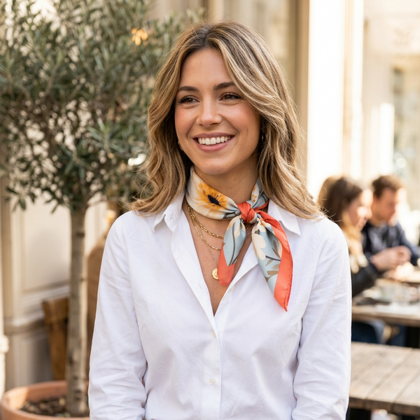 Printed square scarf – Soft floral pattern