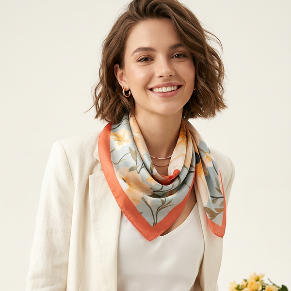 Printed square scarf – Soft floral pattern