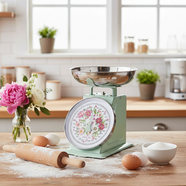 Retro kitchen scale Peony light green 3 kg Isabelle Rose