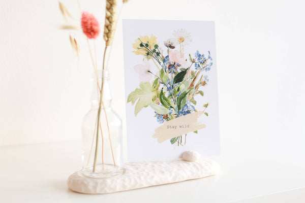 ‘Stay Wild’ Ceramic Presentation with Vase , Wildflowers and Stay Wild by Poca Ceramics