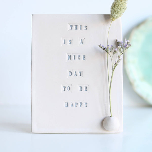 Ceramic card “Be happy” by Poca Ceramics