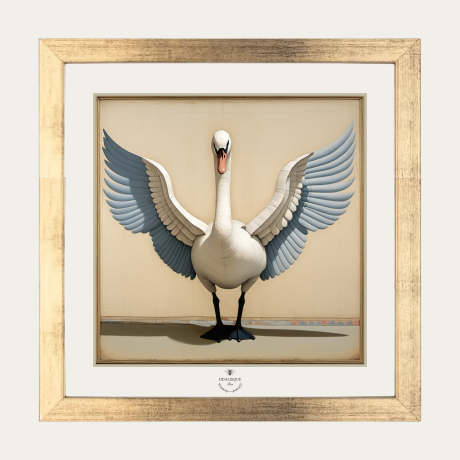 Swan Framed Print (with antique ribbon and gold nail  for hanging) by Odalisque Paris