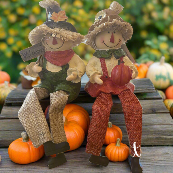 Pair of Scarecrow Shelf Sitters (12cm )