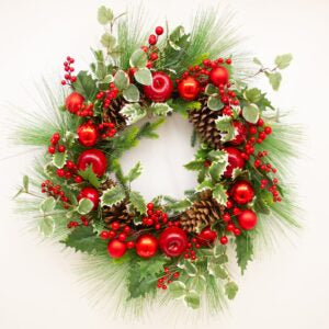 Apple, Berry & Holly Leaf Wreath by Enchante Large