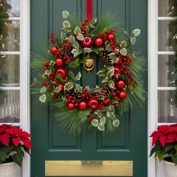 Apple, Berry & Holly Leaf Wreath by Enchante Large