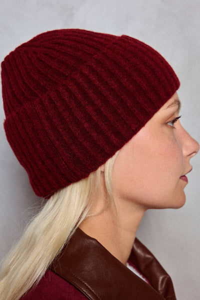 Solid Wool Beanie in Deep Red,  black or Winter White