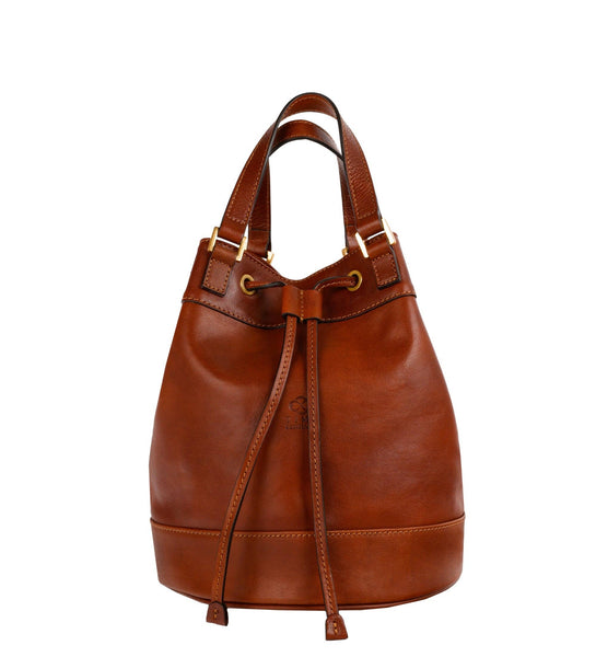 Leather Bucket Bag in Brown for Women - Light In August