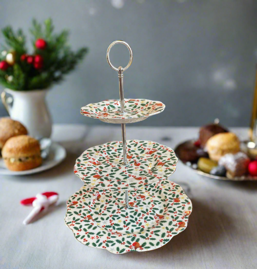 Holly 3 Tier Cake Stand by Shannonbridge Pottery