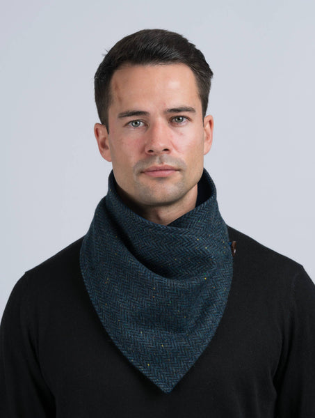 Blue Herringbone Tweed Snood by Celtic Tweed
