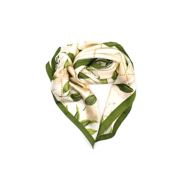 Small printed square – Delicate foliage: Green