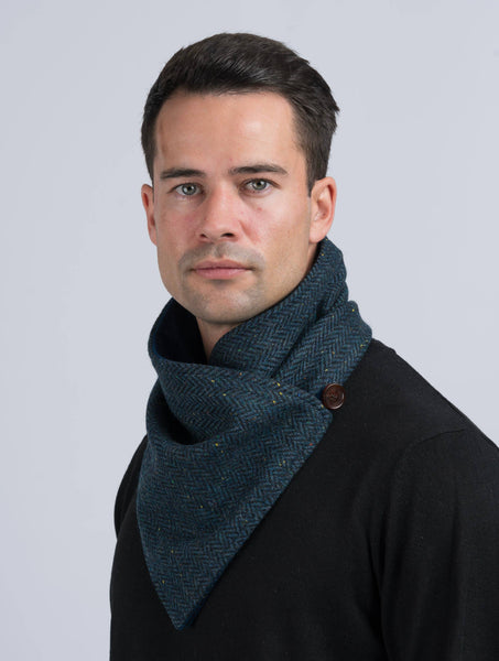 Blue Herringbone Tweed Snood by Celtic Tweed