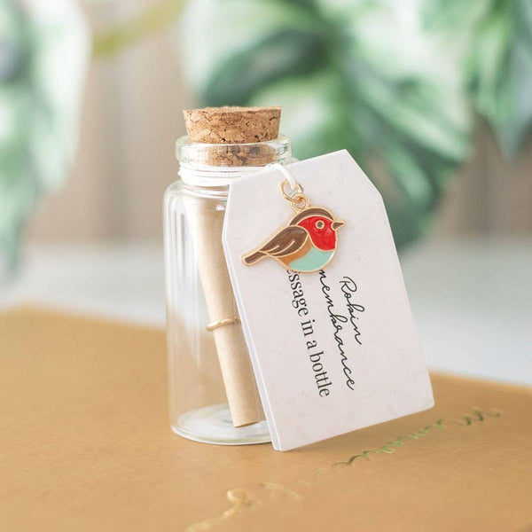 Remembrance Message Bottles with Robin