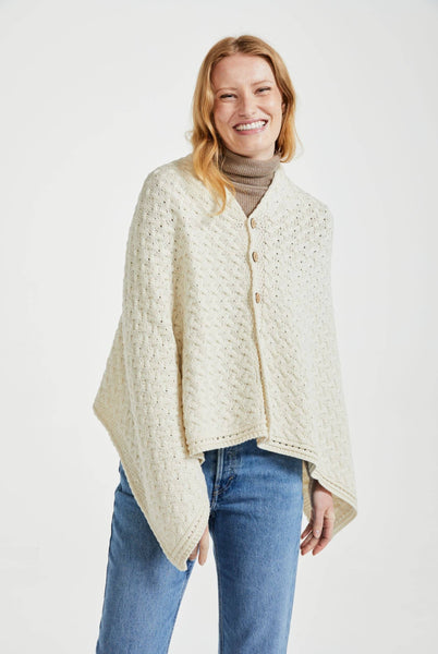 Glenbeigh Aran Cape - Cream by Aran Woolen Mills