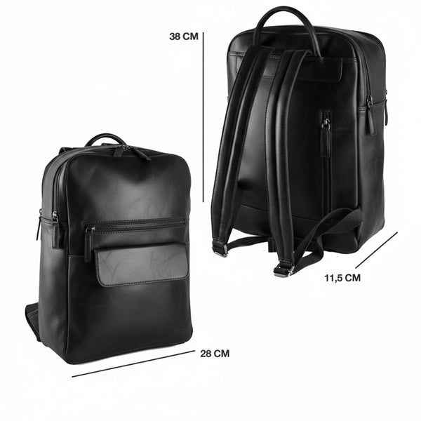 Premium Leather Backpack in Black by Zerimar 1942