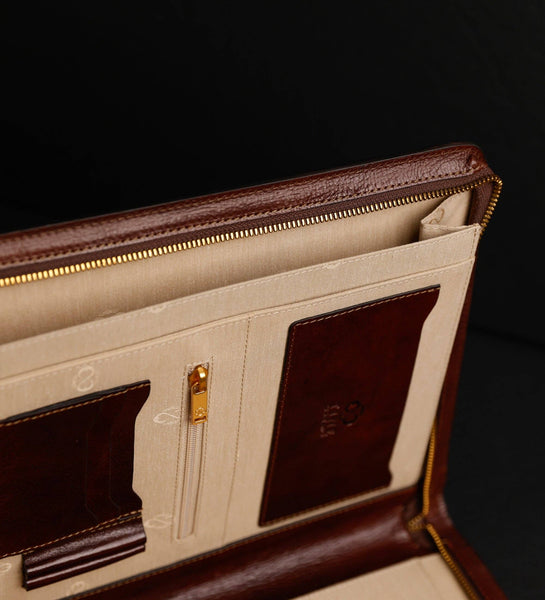 Leather A4 Documents Folder Organizer - Candide in Cognac
