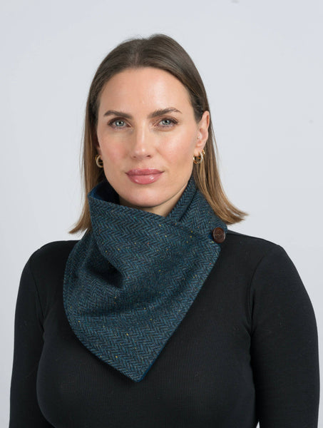 Blue Herringbone Tweed Snood by Celtic Tweed