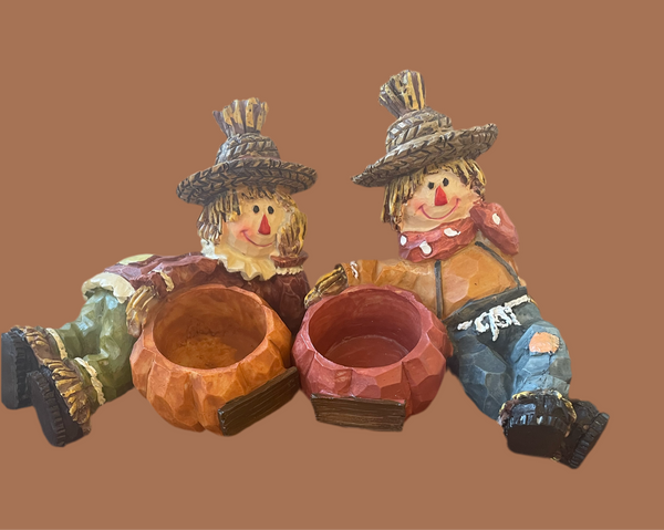 Pair of Scarecrow Candle Holders