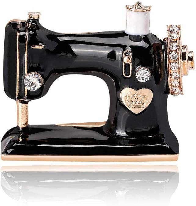 Vintage Styled Sewing Machine Brooch – Black & Gold