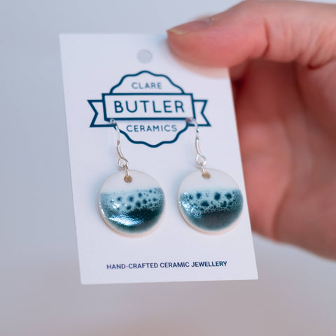 Seaside Green/White (Medium round drop) by Clare Butler