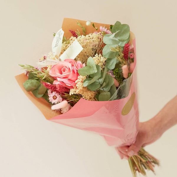 Medium Size Romantic Bouquet Silk and Wildflower- Pink Rose Artificial