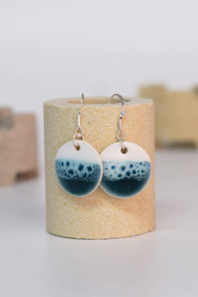 Seaside Green/White (Medium round drop) by Clare Butler