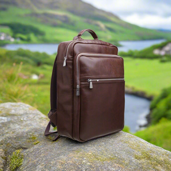 Classic front Zip Backpack in Brown - Bobby Black
