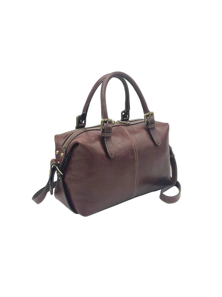 Genuine Leather Boston Satchel Handbag by Suie Valentini