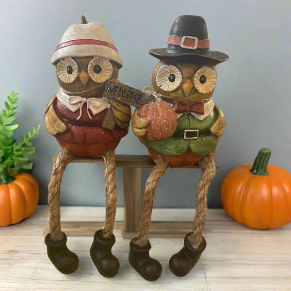 Pair of Owl Shelf Sitters (19cm)