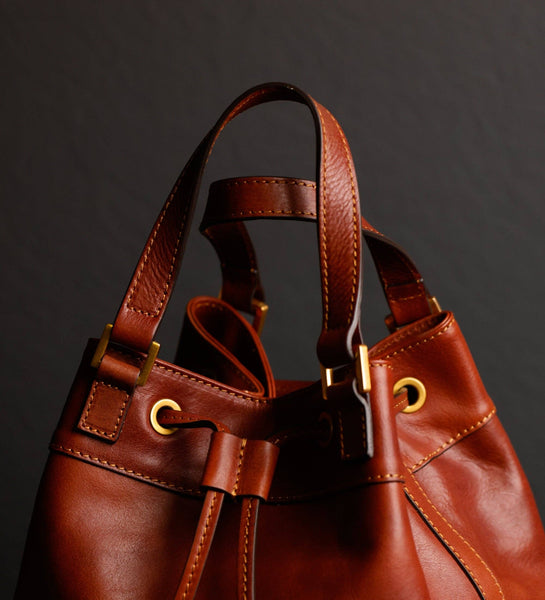 Leather Bucket Bag in Brown for Women - Light In August