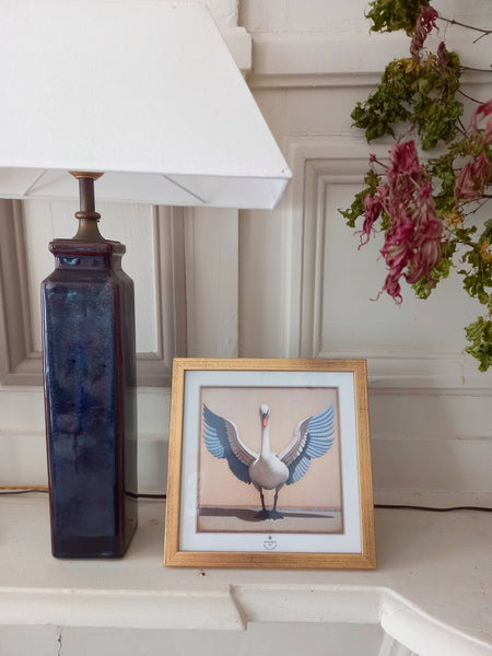 Swan Framed Print (with antique ribbon and gold nail  for hanging) by Odalisque Paris