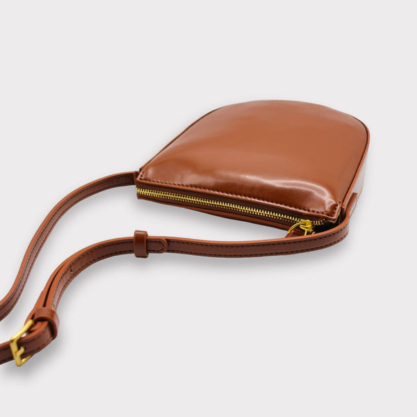 Eva - Apple Skin Sustainable Leather Strap Crossbody Bag Brown