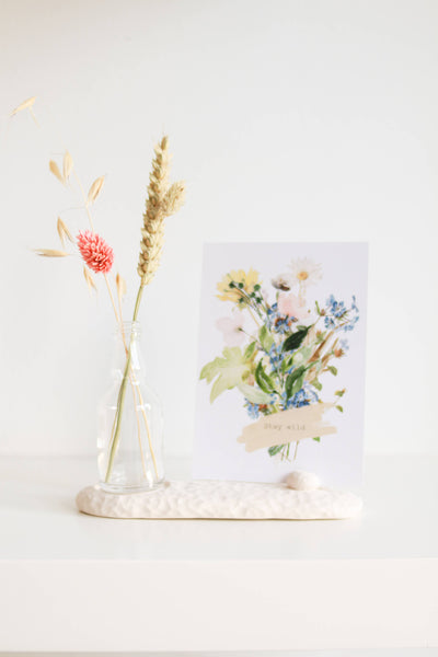 ‘Stay Wild’ Ceramic Presentation with Vase , Wildflowers and Stay Wild by Poca Ceramics