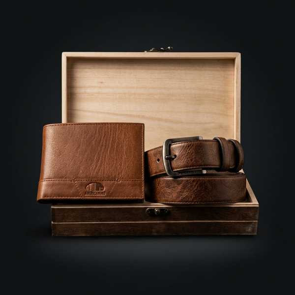 Leather Wallet and Belt Gift Set by Americanino