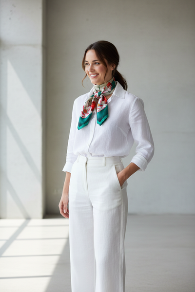 Printed square scarf – Contrasting Lotus