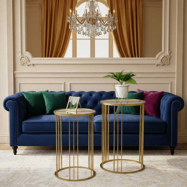 Accent Table Gold with a mirror Top Set of 2