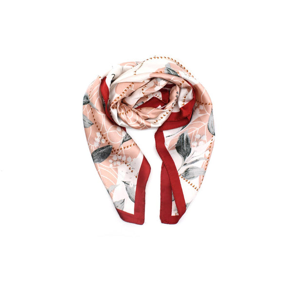 Small printed square – Delicate foliage: Rouge- Love is Eternal