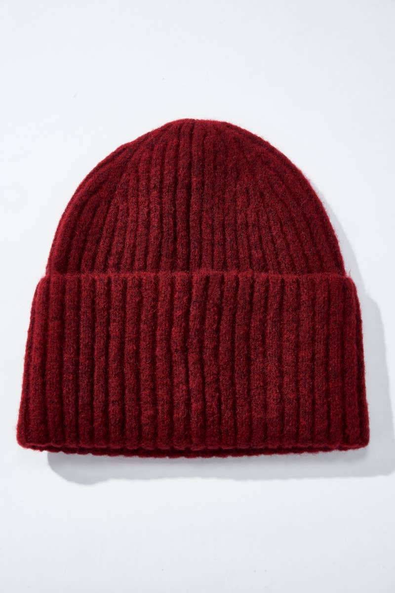 Solid Wool Beanie in Deep Red,  black or Winter White