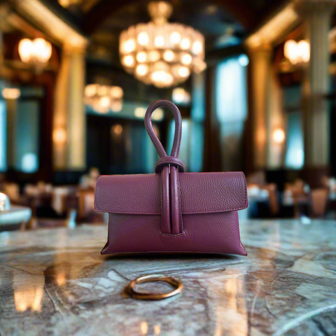 Shibuya Italian Leather Clutch /Crossover Handbag in Maroon