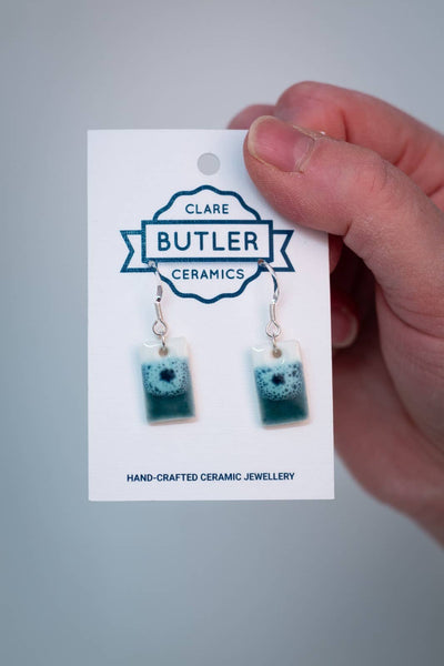 Seaside Green/White (Medium rectangle drop) by Clare Butler
