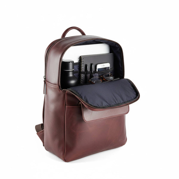 Premium Leather Backpack in Mocha by Zerimar 1942
