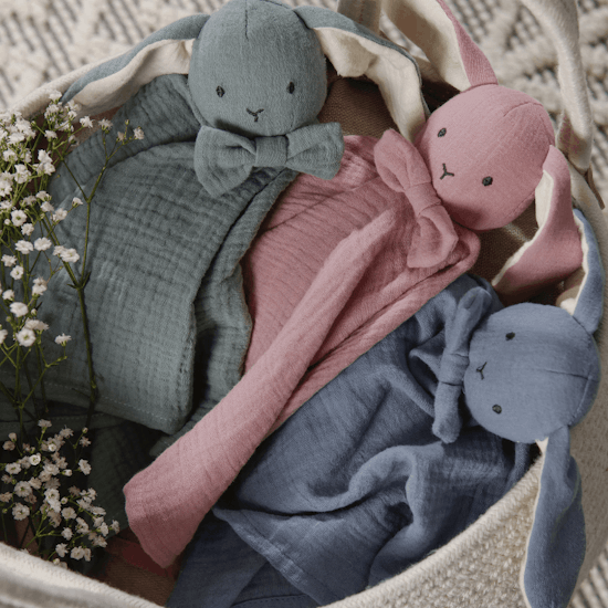 Diinglisar, Claw blanket, Rabbit, Muslin blue