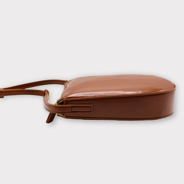 Eva - Apple Skin Sustainable Leather Strap Crossbody Bag Brown