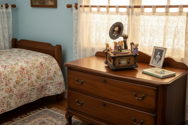 Music box Gramaphone with Mouse Family