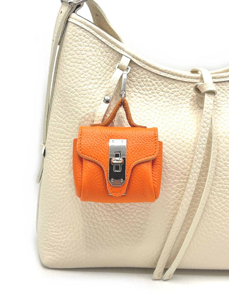 Genuine Leather AirPods Holder in Blue & Orange  by Suie Valentini